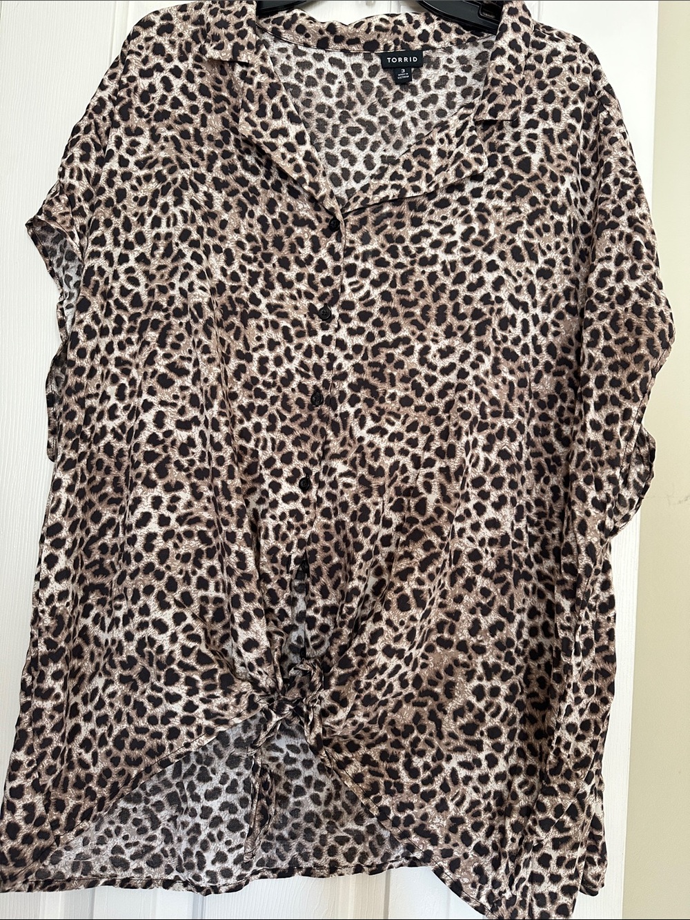 torrid Leopard-Print Tie Front Blouse - Brown & Black